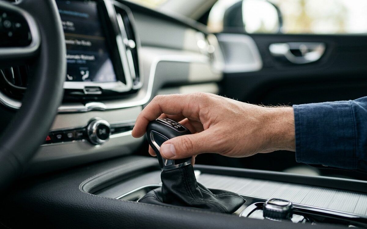 A driver's hand on an automatic gear selector
