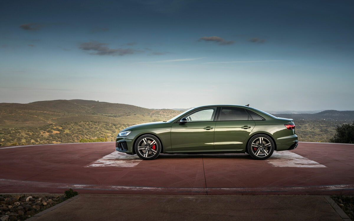 Audi A4 in District Green, full side profile