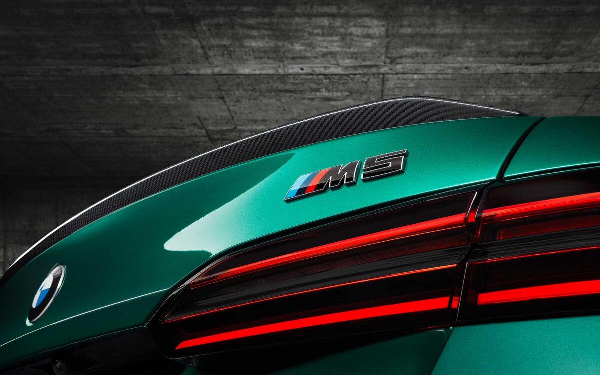 Close-up of the BMW M5 tail lamp and M5 badge
