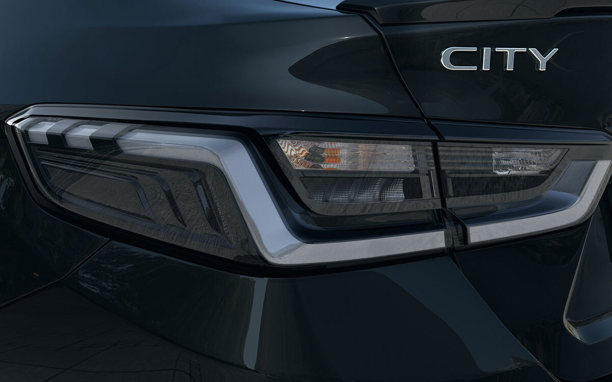 Close-up of the Honda City e:HEV LED tail lamp with CITY lettering