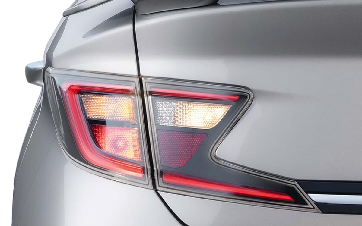 Close-up of the Hyundai Aura LED tail lamp and boot lid