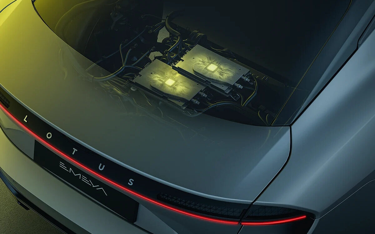 Lotus Emeya rear with the full-width red light bar