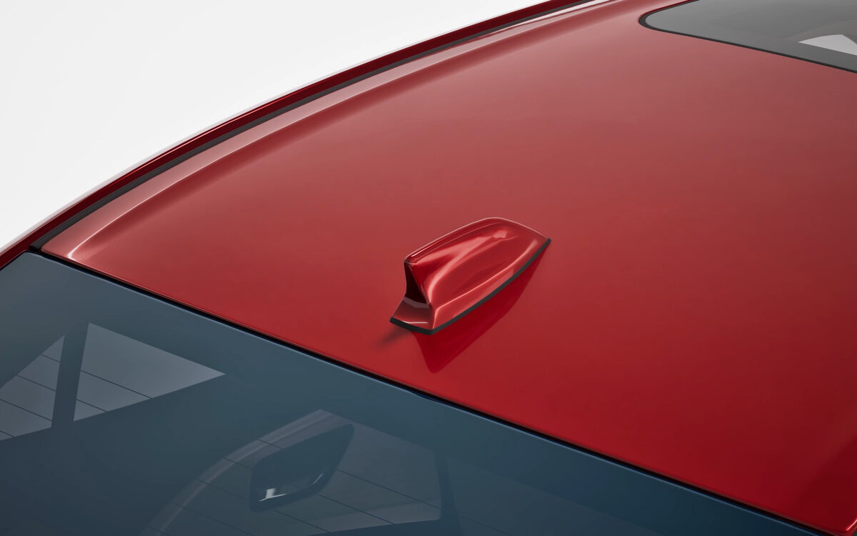 Shark-fin antenna on the Dzire's roof
