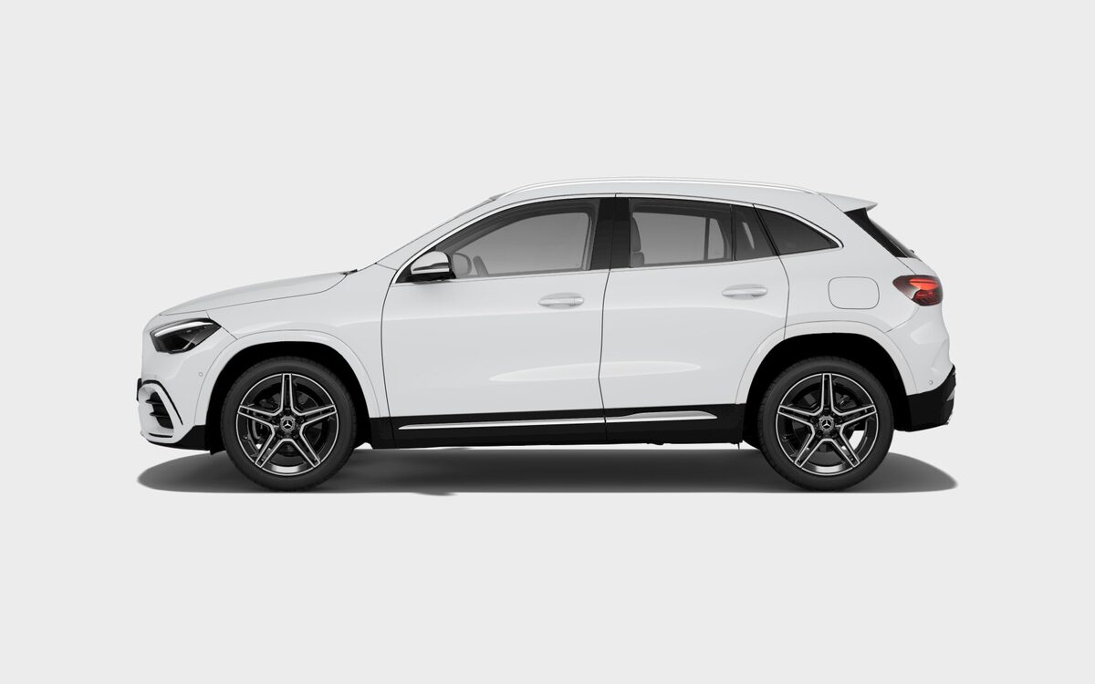 Mercedes-Benz GLA in Polar White, side profile on a plain light background (configurator render)