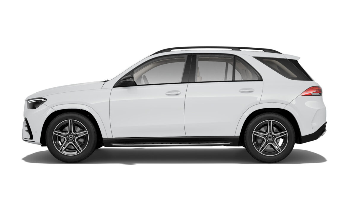 Mercedes-Benz GLE in Polar White, side profile on a plain white background
