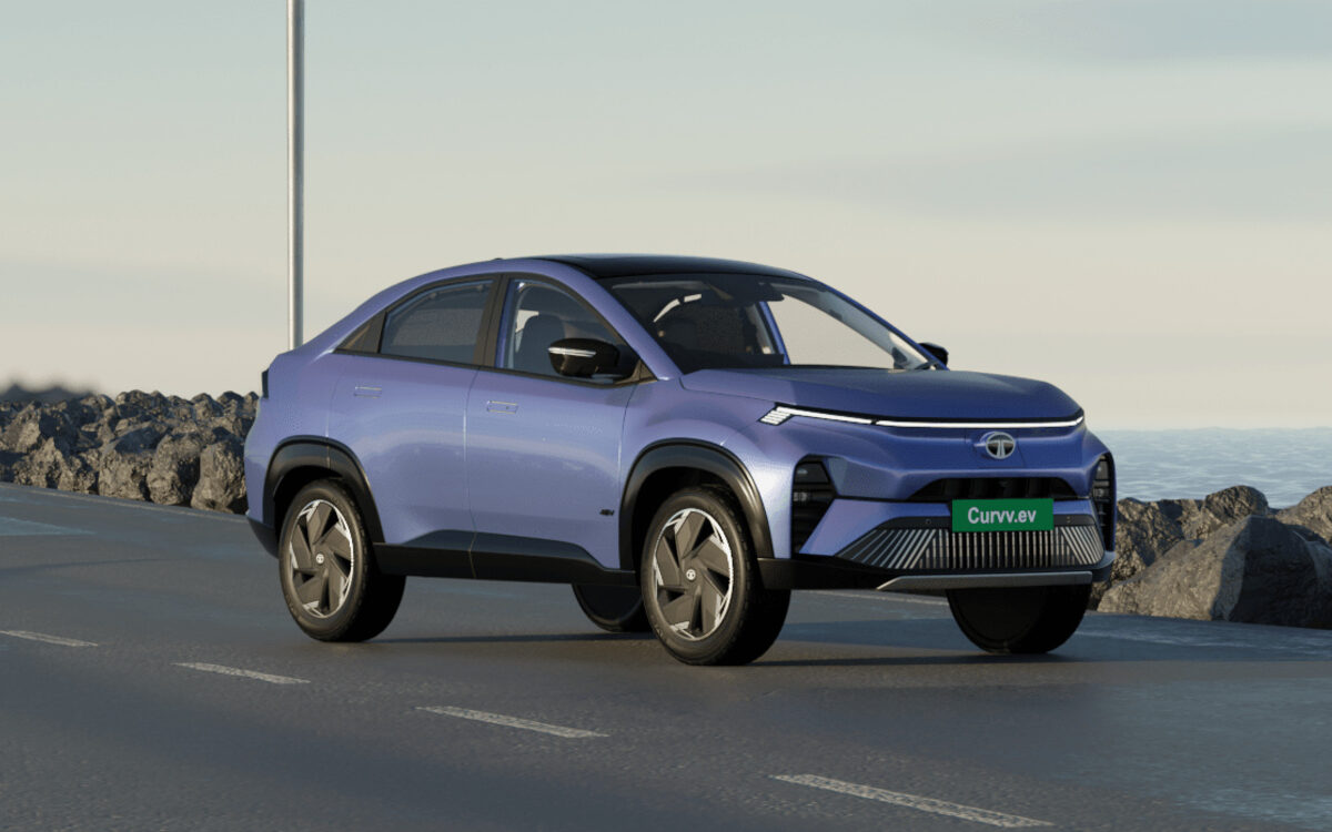 Tata Curvv.ev on a seaside road