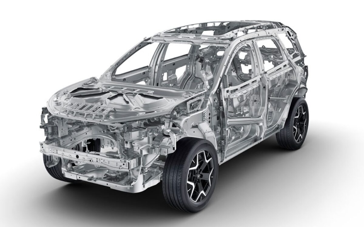 The bare body shell of the Tata Safari, built on the OMEGARC platform