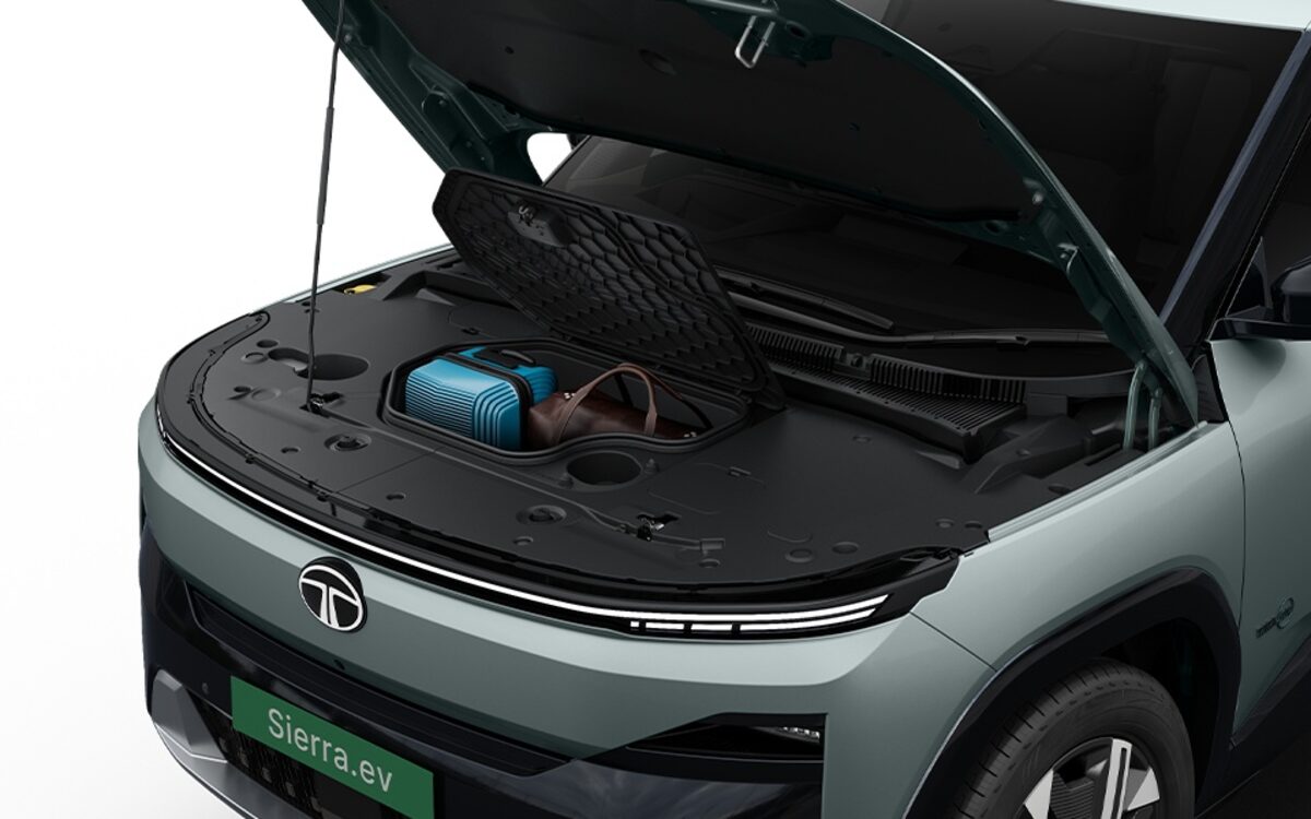 Storage under the bonnet of the Tata Sierra.ev