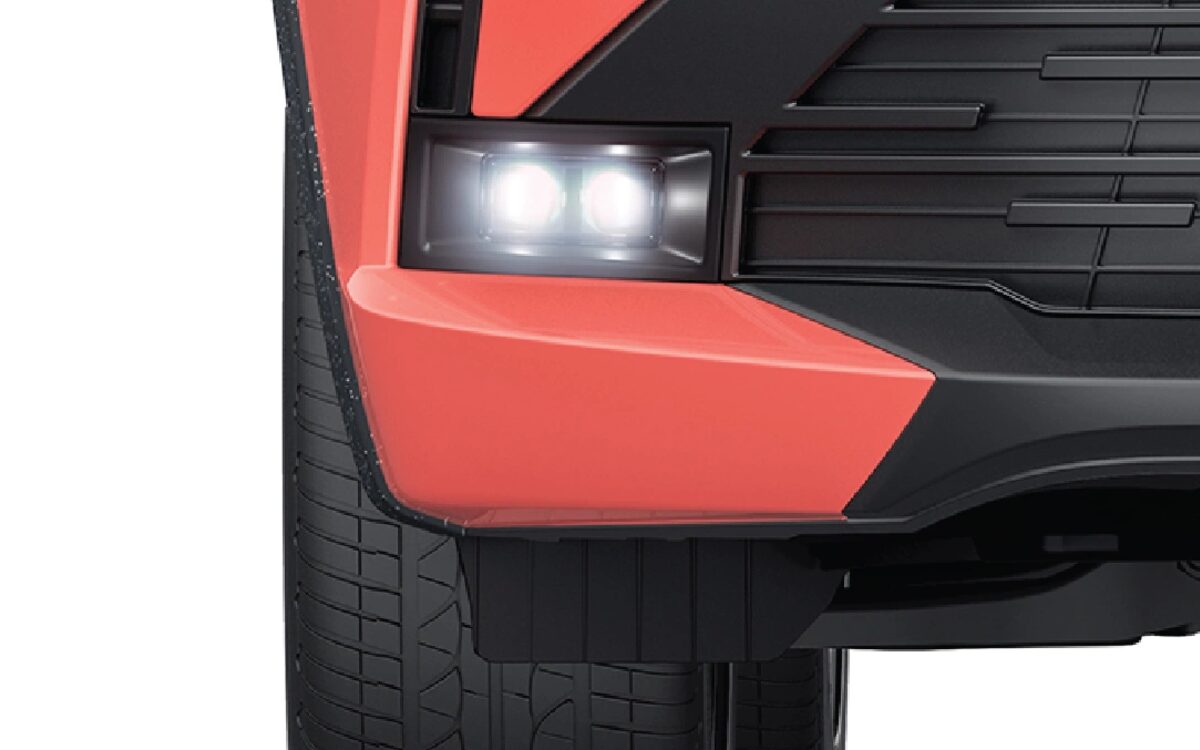 Close-up of the Tata Tiago's LED fog lamp in the front bumper